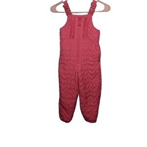 Baby Gap Heart Quilted Ruffle Pink SnowBib Overall